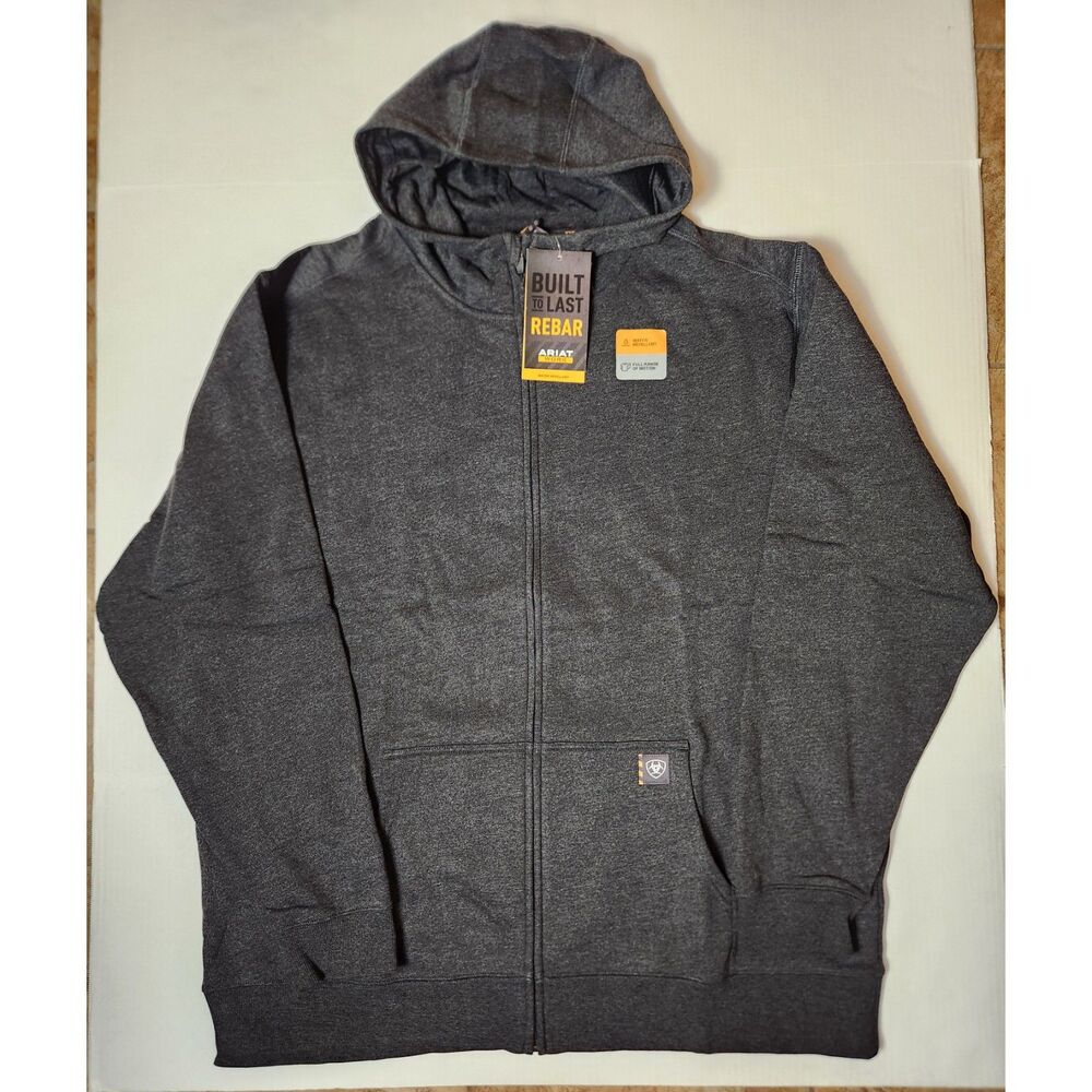 Ariat Men's Rebar Born For This Full Zip Hoodie 2XL Tall Gray